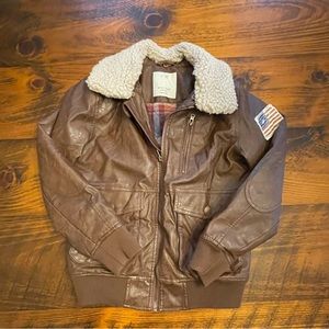 Kids PU Leather Bomber Aviator Jacket